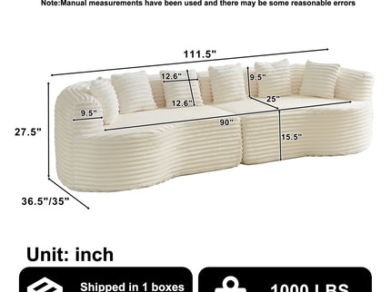 Sectional Sofa, Oversized 4 Seater With Deep Seat Design