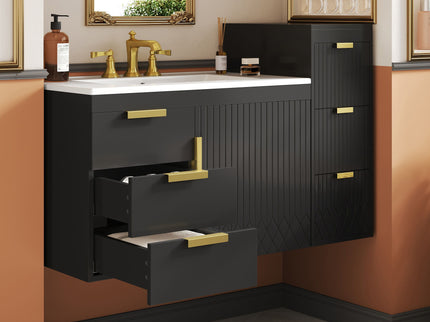 Modern Wall Mounted Floating Cabinet With Drawers For Bathroom
