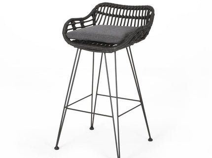 Outdoor Rattan Bar Chair With Metal Legs