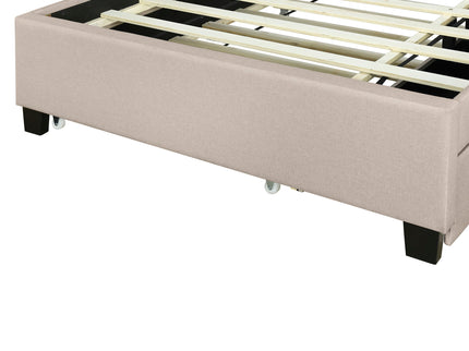 Upholstered Platform Bed With Storage Headboard, Trundle & 2 Drawers And A Set Of Sockets & USB Ports