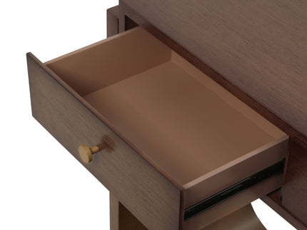 Console Table With 3 Drawers, Display Shelf, Curved Legs - Walnut