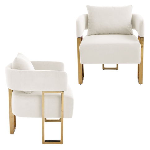 Modern Classic Design Decorative Chair Teddy Fleece Upholstered And Metal Foot