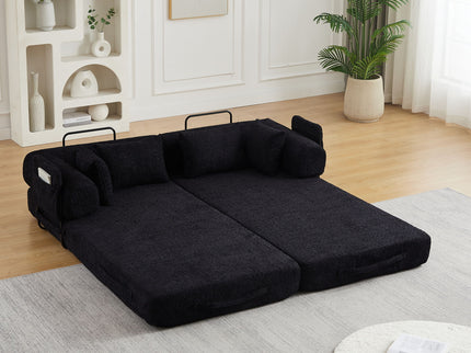 Convertible Sleeper Sofa Bed With Cylindrical Pillow
