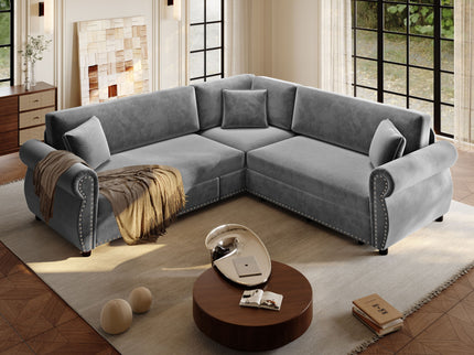L-Shaped Sofa Couch With Pull-Out Bed