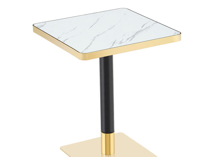 Square Dining Table & Pedestal For Kitchen - Black / Gold / White