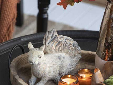 Resin Standing & Lying Down Squirrel Rustic, For Harvest Festival Fall Festival & Thanksgiving Table Decorations (Set of 2) - Antique Cream