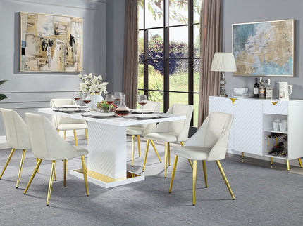 Gaines - High Gloss Dining Table With Pedestal Base