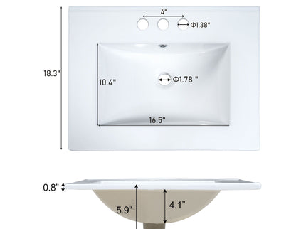 Bathroom Vanity With Integrated Undermount Ceramic Sink, 2 Doors And 1 Drawer, Soft Close Hinges