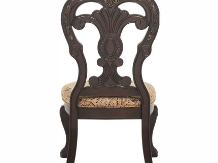 Elegant Style Beautiful Side Chairs 2 Piece Set Cherry With Tipping Fabric Upholstered Traditional Dining Furniture - Cherry