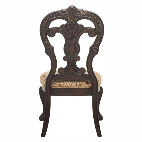 Elegant Style Beautiful Side Chairs 2 Piece Set Cherry With Tipping Fabric Upholstered Traditional Dining Furniture - Cherry