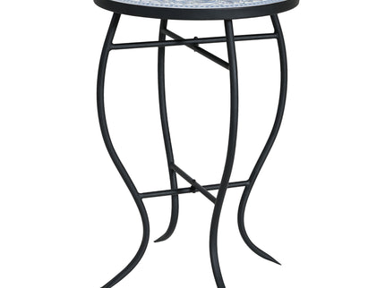 Outdoor Round Side Table With Mosaic Style Top And Curved Iron Legs