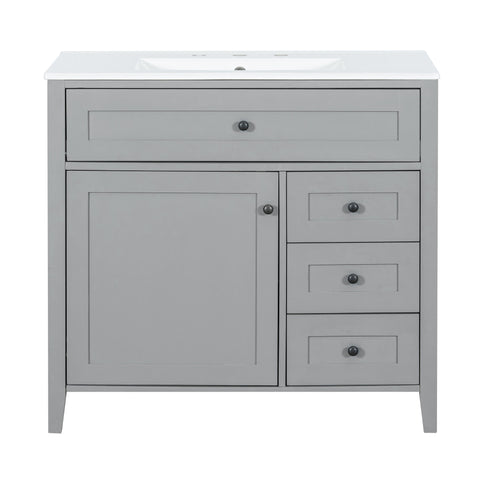 Bathroom Vanity With Sink, Cabinet With 3 Drawers And Adjustable Shelf