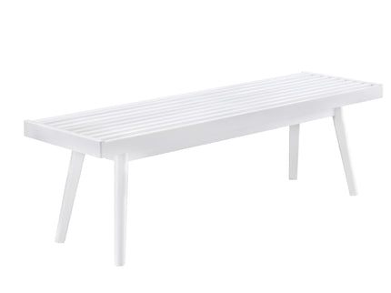 Larwich - Solid Wood Slatted Bench - White