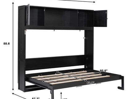 Rustic Casual Murphy Bed With Storage Cabinets