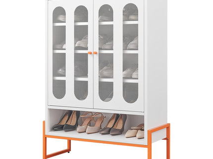 Modern Metal Shoe Cabinet With DoublebSided Doors And Adjustable Partitions