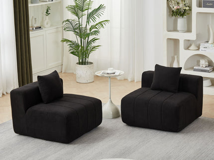 Modular Sectional Sofa With 2 Pillows, Symmetrical Design
