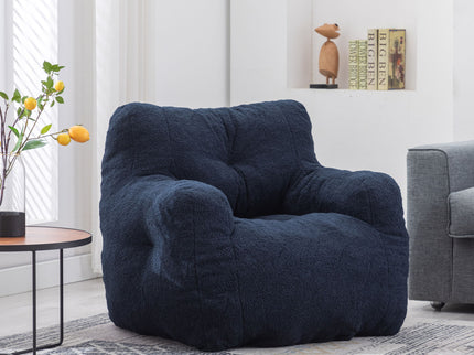 Soft Teddy Fabric Tufted Foam Bean Bag Chair With Teddy Fabric