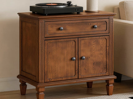 Nightstand With Charging Station Bedside Table With Drawer And Double Door Storage