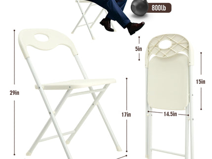 Folding Chairs, Stackable & Waterproof (Set of 4) - White