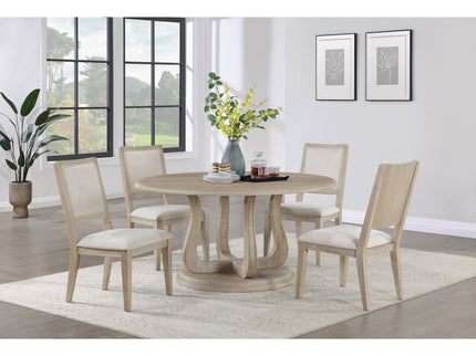 Verdugo - Round Dining Table With Pedestal Base - White Washed