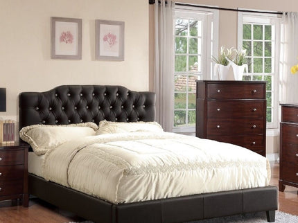 Modern Bed Frame With Tufted Upholstered Headboard