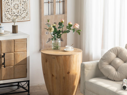 Vintage Style Barrel Coffee Table With Storage