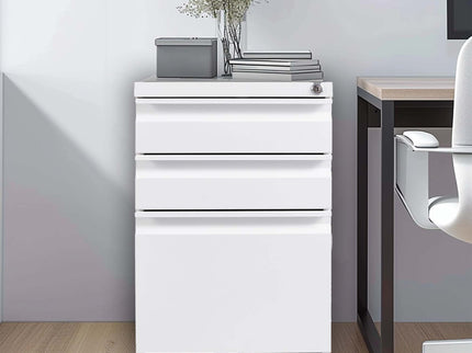 Metal Drawer Mobile File Cabinet With Lock For Home Office Organizer