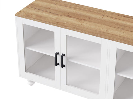 Farmhouse TV Stand With Solid Wood Gourd Shaped Legs For TVs Up To 70"