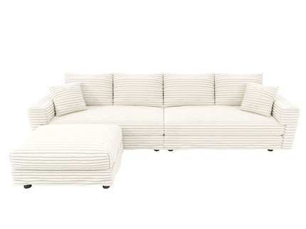 4 Seat Sofa With Soft Pillows And Movable Ottoman
