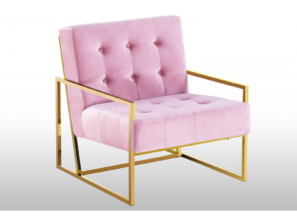 Tufted Accent Armchair With Frame For Living Room - Pink / Gold