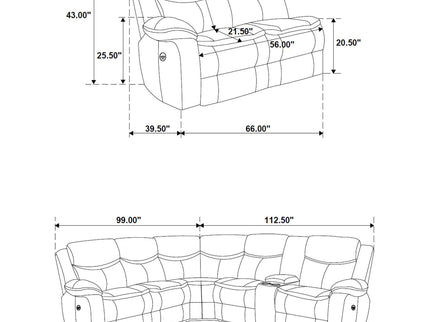 Salerno - Upholstered Power Reclining Sectional Sofa - Dark Gray