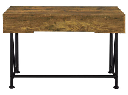 Avon - 2 Piece Computer Desk And Bookcase With 3 Drawers - Rustic Brown