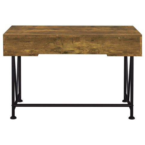 Avon - 2 Piece Computer Desk And Bookcase With 3 Drawers - Rustic Brown