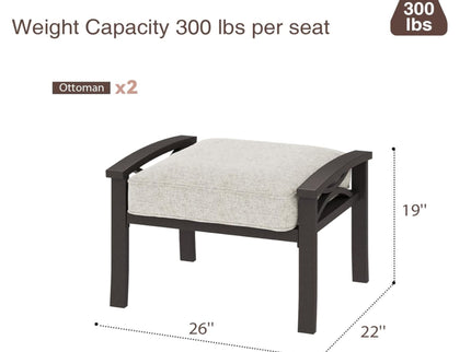 Modern All-Weather Ottomans With Cushions (Set of 2)