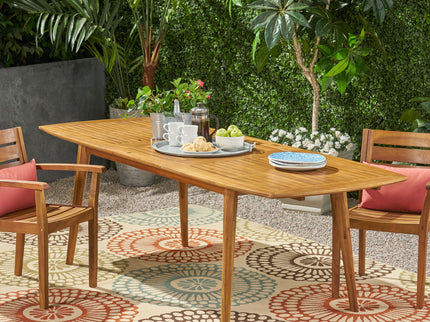 Placidity - Outdoor Expandable Dining Table With Slatted Tabletop And Tapered Legs