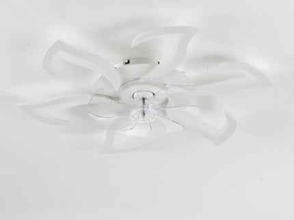 Flower Ceiling Fan With LED Dimmable Light, Flush Mount Ceiling Fan With Remote Control, Low Profile Design, 6 Speeds, Timing Function