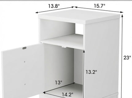 Nightstand With Door & Shelf, 2 Drawer Side Table