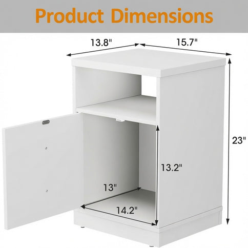 Nightstand With Door & Shelf, 2 Drawer Side Table