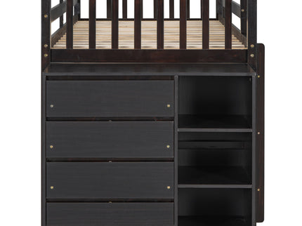 Bunk Bed With 4 Drawers And 3 Shelves