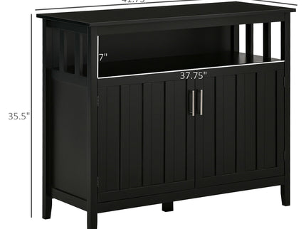 Homcom - Sideboard Buffet Cabinet, Kitchen Cabinet, Coffee Bar Cabinet With 2 Doors And Adjustable Shelves For Entryway Living Room - Black
