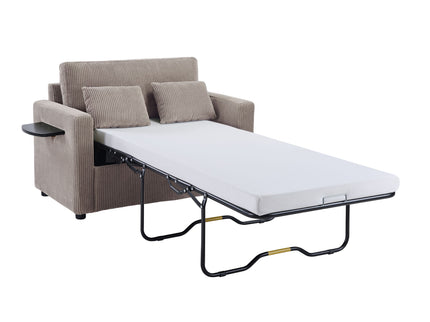 Sleeper Sofa With Foldable Mattress, USB Ports, Side Table & Storage Pocket