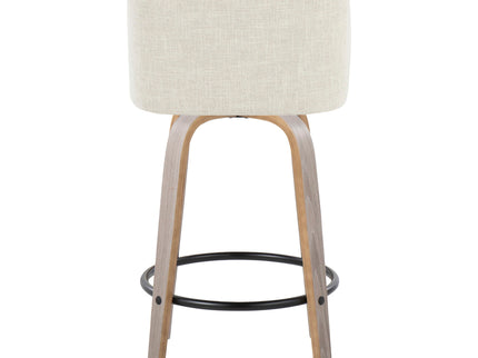 Toriano - Contemporary Fixed Height Counter Stool Swivel & Round Footrest (Set of 2)