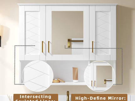 Modern Wall Mounted Medicine Cabinet With Adjustable Shelves, Soft Close Doors, High Define Mirror