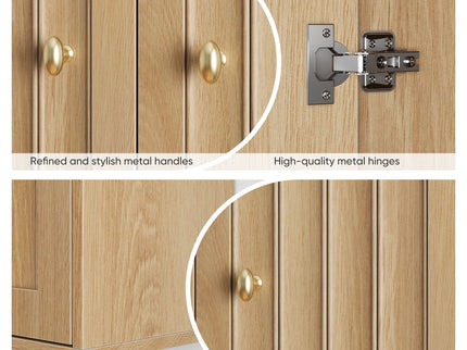 Wall Mounted Bathroom Cabinet With Double Doors And Vertical Grooved Design For Bathrooms - Oak