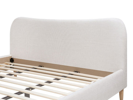 Roman - King Curved Headboard Upholstered Platform Bed - Light Beige
