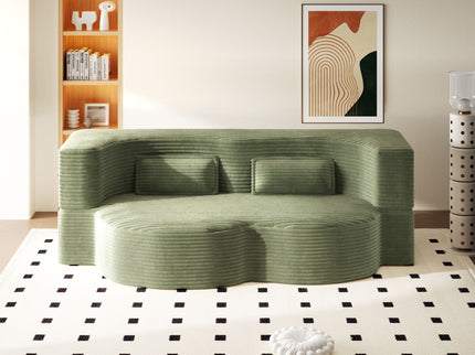 Modern Floor Sofa With 2 Pillows, Convertible Twin Size Folding Mattress For Living Room