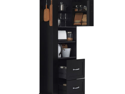 Freestanding Bathroom Storage Cabinet With Adjustable Shelves And Side Hooks Board, Rectangle Design