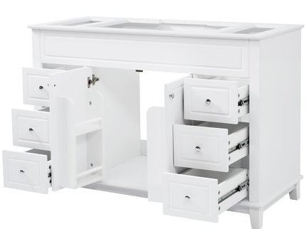 Bathroom Vanity Cabinet Only, 6 Soft Close Drawers & Double Doors - White