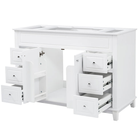 Bathroom Vanity Cabinet Only, 6 Soft Close Drawers & Double Doors - White