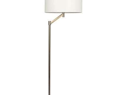 Serene - Floor Lamp With Rotary Switch Base Linen Shade - Brushed Nickel / White